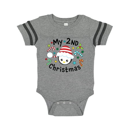 

Inktastic My 2nd Christmas Cute Penguin with Candy Canes Gift Baby Boy or Baby Girl Bodysuit