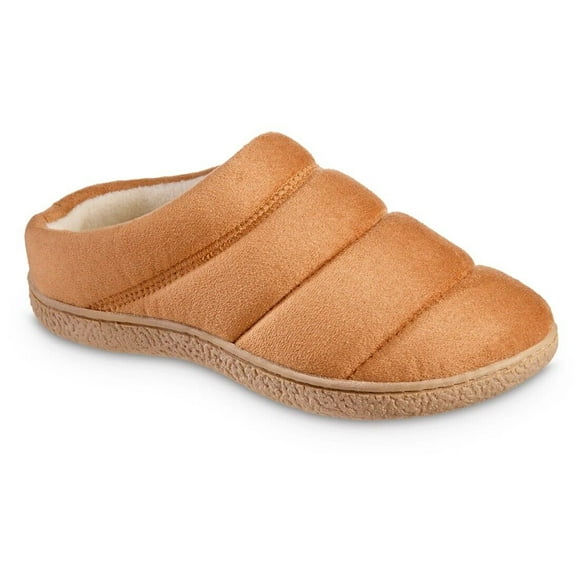 isotoner Women's Recycled Microsuede Puffer Clog Slipper with Enhanced Heel Cushion - 8520 (Buckskin, 9-10)