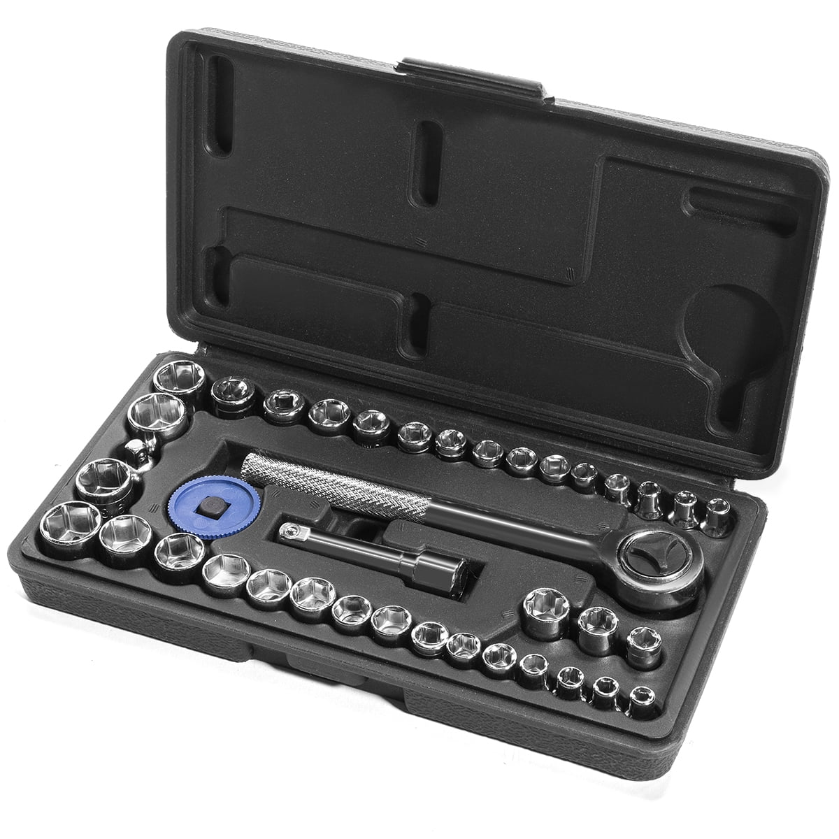 w//Ratchet Handle Extension Bar Carrying Case XtremepowerUS 40-Pieces Socket Set SAE and Metric Sockets Kit 1//4 /& 3//8