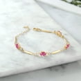 thumbnail image 3 of Gem Stone King 18K Yellow Gold Plated Silver Pink Zirconia and White Zirconia Tennis Bracelet for Women | 3.28 Cttw | Gemstone | Oval 7X5MM | 6 inch + 1 inch Extender, 3 of 3