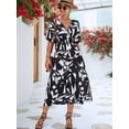 thumbnail image 3 of KRE Prime Women Printed Surplice Balloon Sleeve Dress, 3 of 9