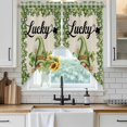 thumbnail image 6 of Green Gnomes Swag Curtains for Kitchen/Bedroom/Living Room, St Patrick's Day Shamrocks Farmhouse Plaid Scalloped Curtains 63 Inch Long, Window Swag Topper Curtains Valances 2 Panels Set 36"x63", 6 of 8