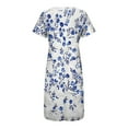 thumbnail image 5 of Feancey Maxi Dresses for Women 2025 Summer Boho Floral T-Shirt Dress Half Sleeve V Neck Button Shirt Dresses Loose Fit Casual Vacation Long Dress with Pockets White M, 5 of 6