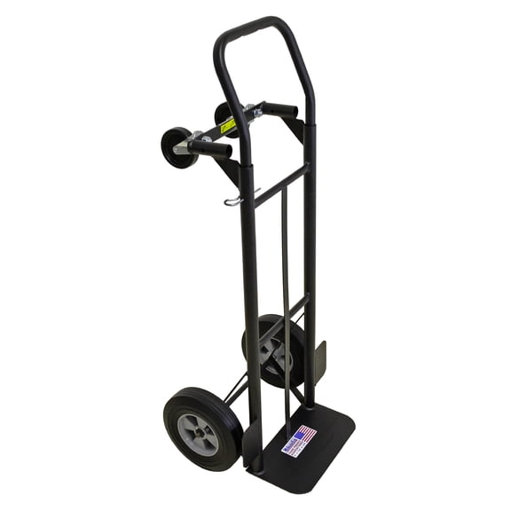 Flow back convertible hand truck 800 lb capacity with 10" puncture proof tires