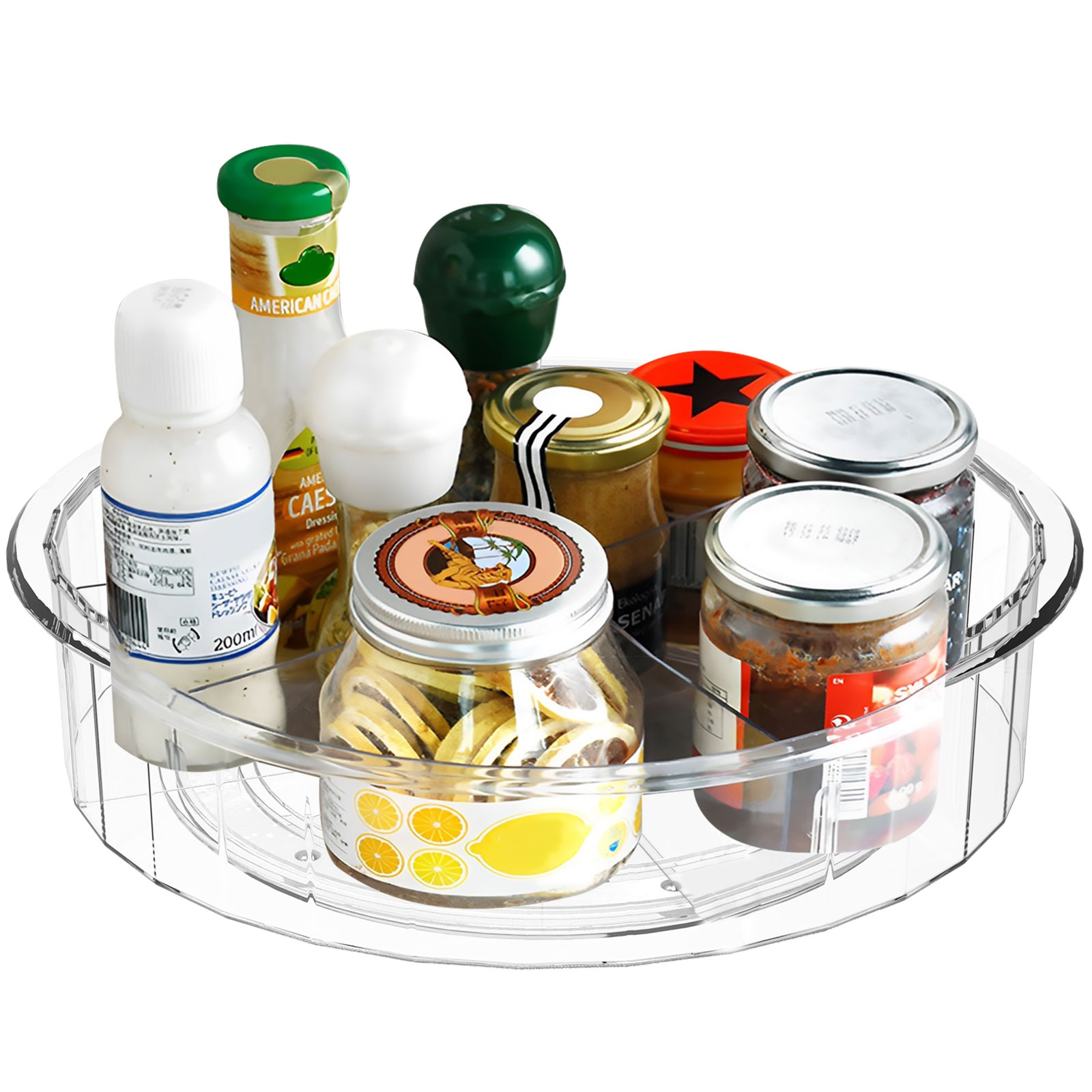 Gorware Lazy Susan Organizer with Removal Dividers Clear Turntable Non