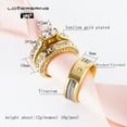 thumbnail image 5 of His and Hers Wedding Ring Sets Couples Rings Yellow Gold Plated Square White Cz Titanium band, 5 of 6