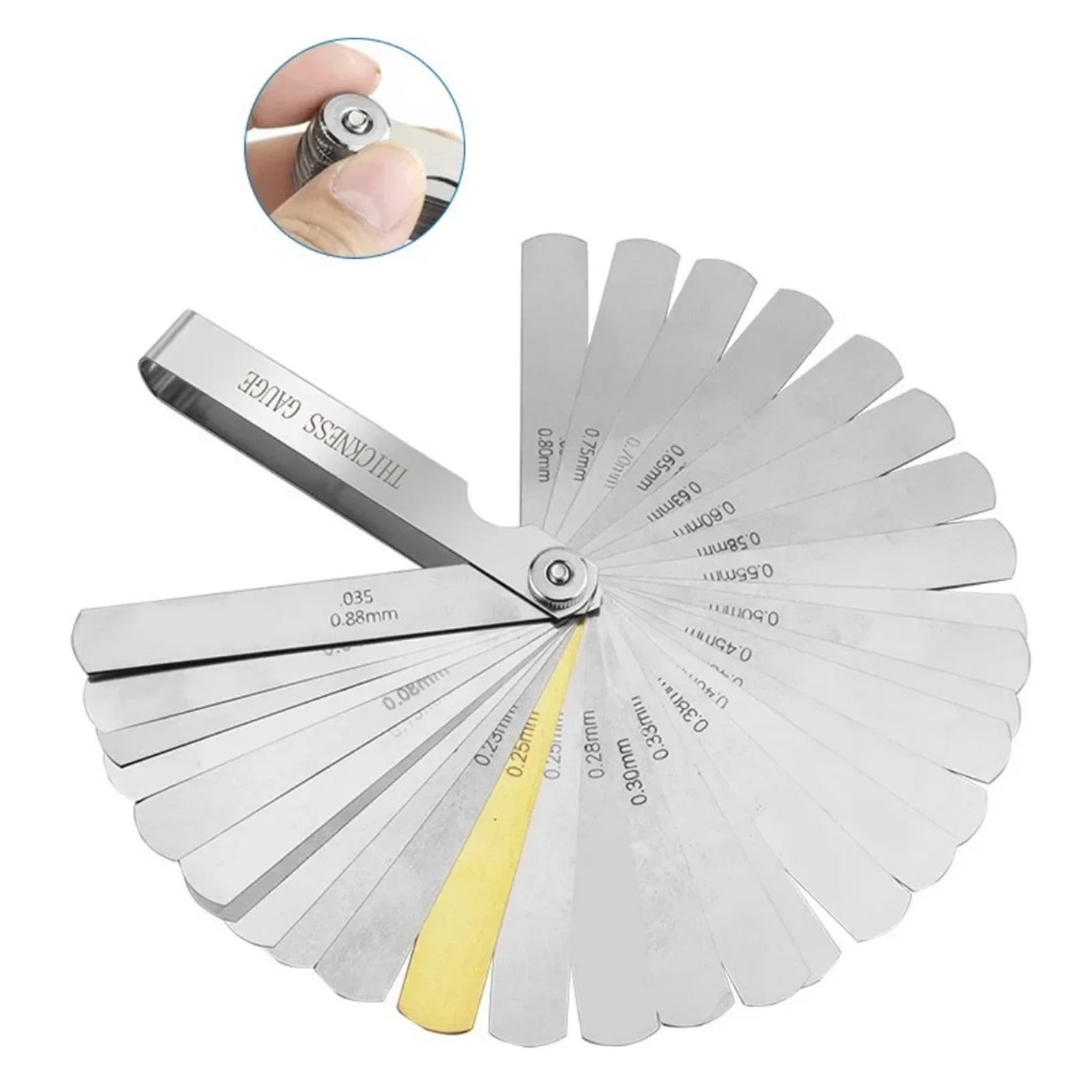 32 Blades Universal Metric and Thickness Gage Set Tappet Valve Stainless Steel Feeler Gauges Gap Measuring Tool ,Easy Identification
