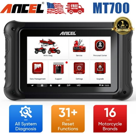 ANCEL MT700 Motorcycle Diagnostic Scanner Motorcycle All Systems Scan Tool A/F Reset ABS Reset OBD Motorcycle Scanner Motor Code Reader Fits for BMW,Yamaha,Suzuki,Ducati,BRP,Harley,Benelli,Honda