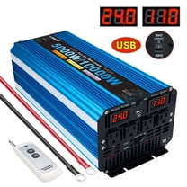5000W 10000W Peak Pure Sine Wave Power Inverter 24V DC to 110V AC Converter, 60Hz/50Hz, 4 AC Outlets   USB, LED Display, Remote Control for Car, RV, Camping & Home Backup