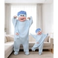 thumbnail image 3 of Silly Onesie Adult Pajamas Unisex Ultra Soft Plush Hooded Loungewear Funny Monster Hooded Pjs Big Mouth Monster Homewear for Movie Nights, 3 of 5