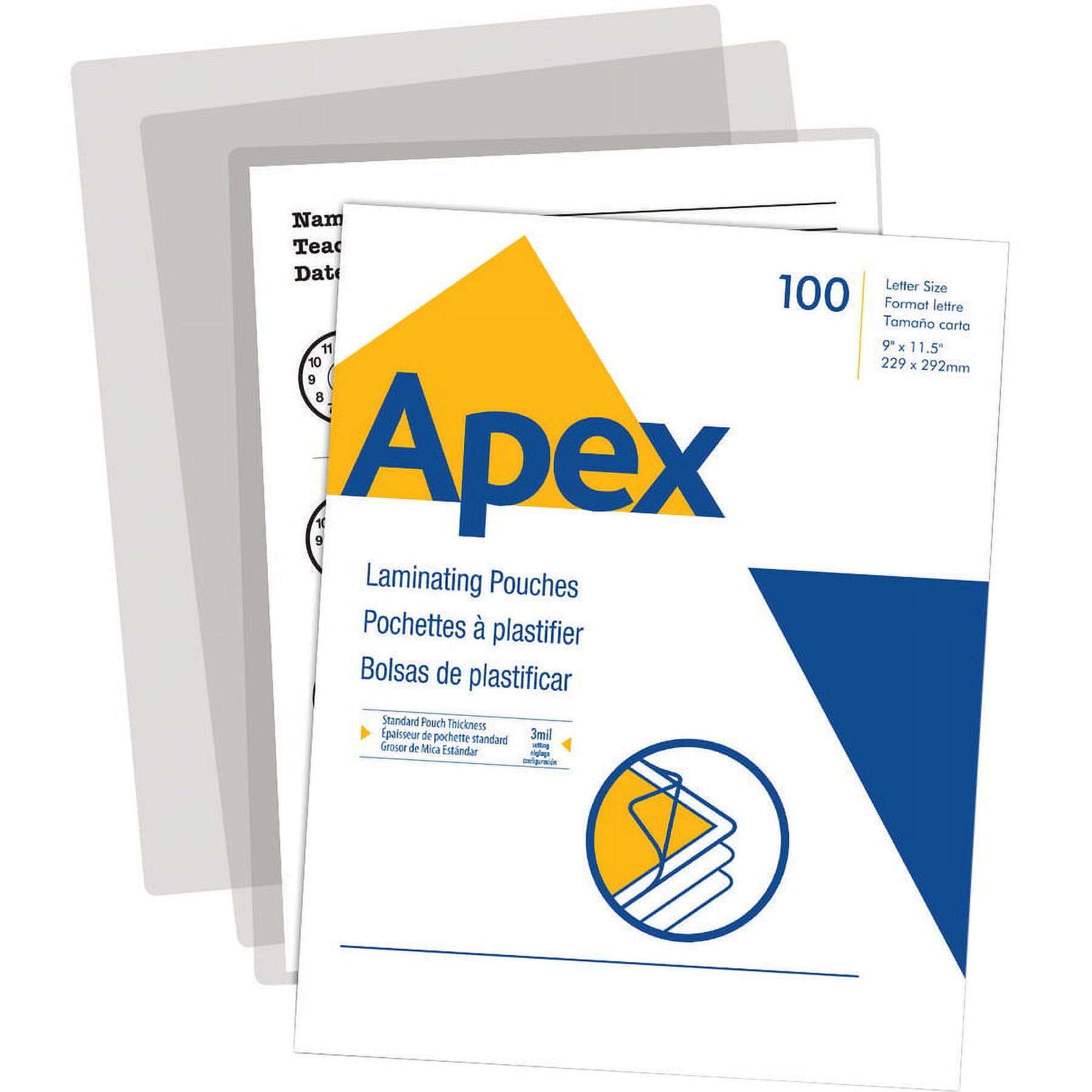 Apex Standard Laminating Pouches, Letter Size for 3mm Setting, 100 per Pack - image 2 of 7