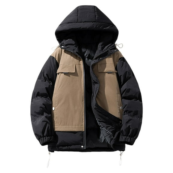 LpwkSSA Jackets for Men Winter Coats for Fashionable Solid Color Long Sleeve Hooded Casual Fashion Outwear Jackets Black L