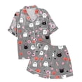 thumbnail image 5 of Ruyelune Gray Women's Pajamas Sets Print Short Sleeve Top, Drawstring Soft Vacation Sleep Shorts 2XL, 5 of 8