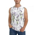 thumbnail image 2 of Goofa Lavender Flowers Printed Men's Sleeveless T-Shirt - Athletic Gym Workout Tank Top for Men - Moisture-Wicking, UPF 30+ Quick-Dry Muscle Tee-Small, 2 of 8