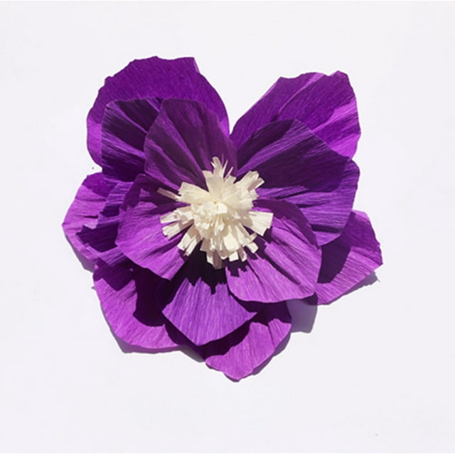 Xiao Hua 6 flores de papel crepé de 20 cm para decoración de pared, bodas, fondos florales, baby shower, fiestas de cumpleaños, fotos, arcos, guarderías, morado.
