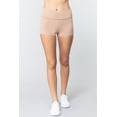 thumbnail image 2 of Simply Fashion Active Foldover Banded Wait Basic Yoga Short Pants, KHAKI-MEDIUM, 2 of 5