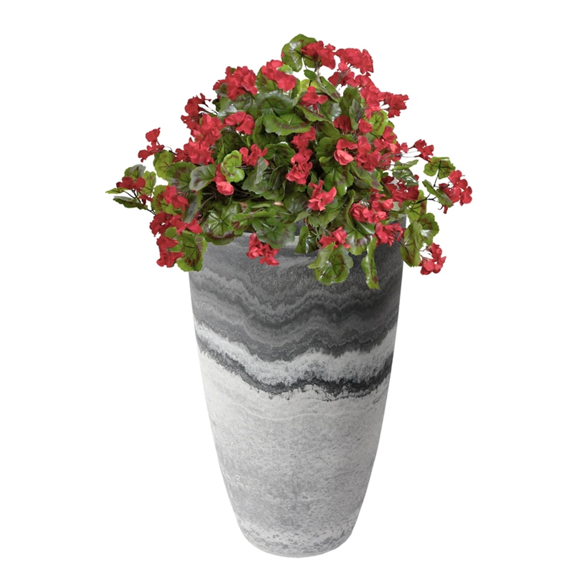 Algreen Acerra 12 x 20" Curved Patio Vase Garden Planter, Marble (2 Pack)
