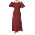 thumbnail image 1 of OGLCCG Robe Kaftan Abaya pour Femmes Musulmane Manches Longues Ceinture Robe Maxi Fluide Soirée Islamique, 1 of 9