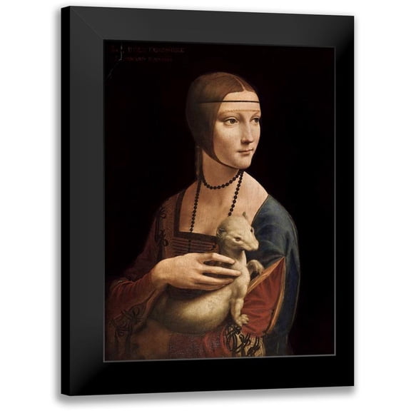 Da Vinci, Leonardo 11x14 Black Modern Framed Museum Art Print Titled - Portrait of Cecilia Gallerani - Lady with an Ermine