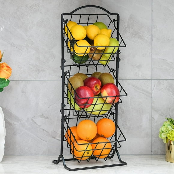 Fruit Basket Fruit Bowl for Kitchen Counter or Floor Fruit Holder Produce Basket for Vegetables and Snacks Metal Market Storage Stand