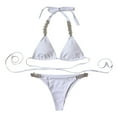 thumbnail image 2 of WILLBEST White Bikini Women Halter Handmade Diamond Jewel Bikini Set Two-Piece Low Waist Swimwear Bathing Suit Swimsuit, 2 of 5