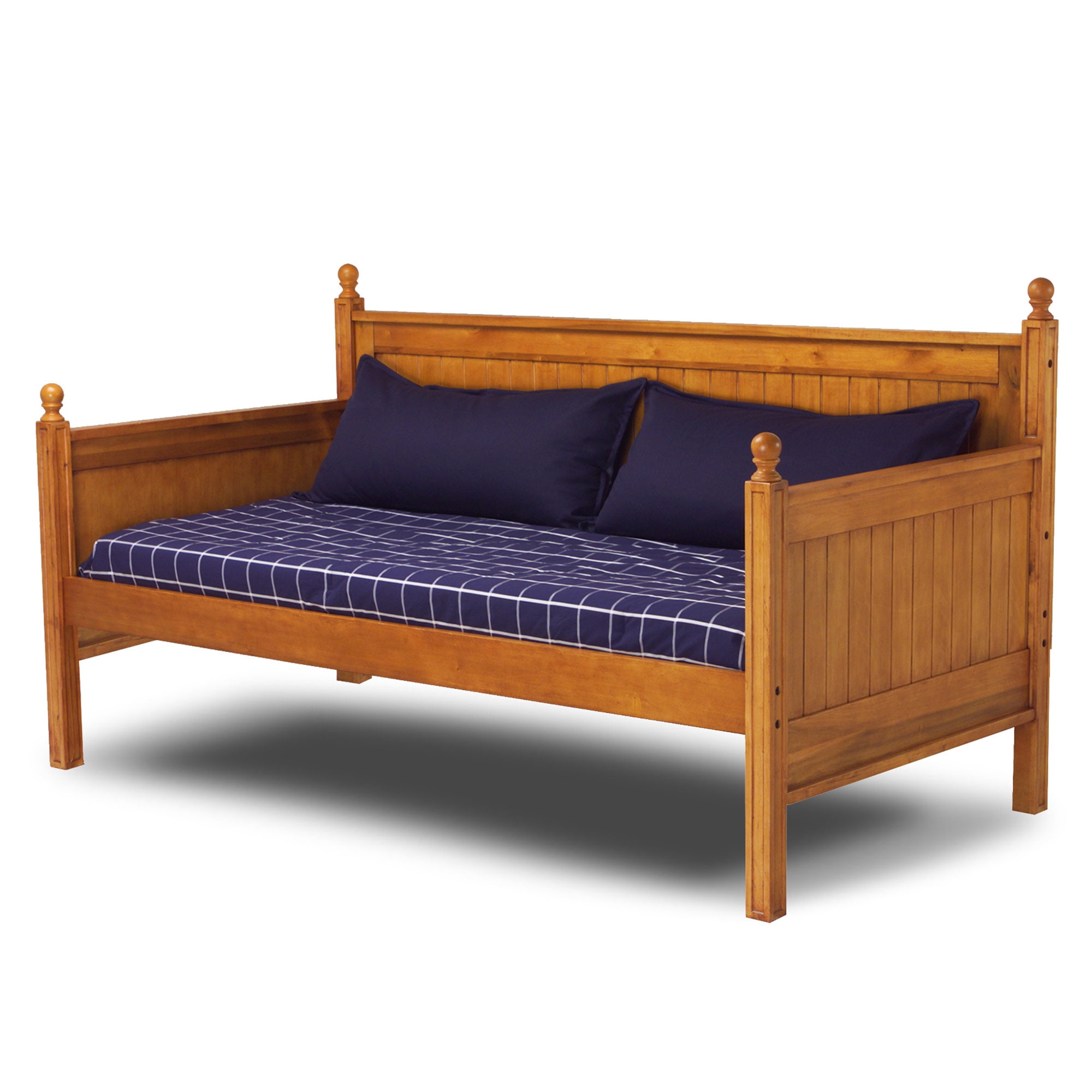 Casey Complete Wood Daybed with Ball Finials, Honey Maple Finish, Twin