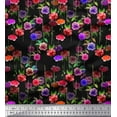 thumbnail image 1 of Soimoi Poly Georgette Fabric Leaves & Rose Floral Print Fabric by Yard 52 Inch Wide, 1 of 3