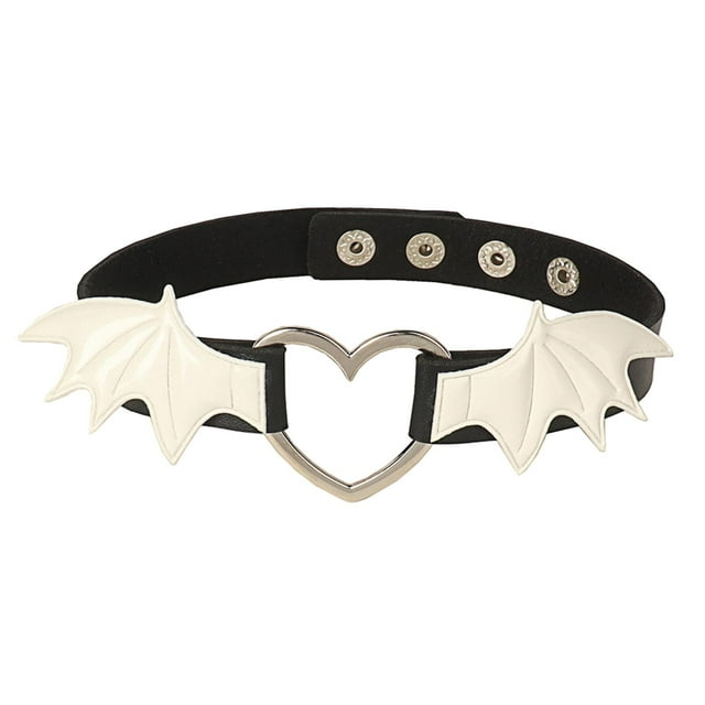 Gargantilla Collar Punk Cadena Joyería Cadena de Clavícula Amor Corazón Gargantilla Gótica Punk Steampunk Cuero PU para Halloween Cosplay Niña Fiesta blanco negro Yinane Collar Gargantilla