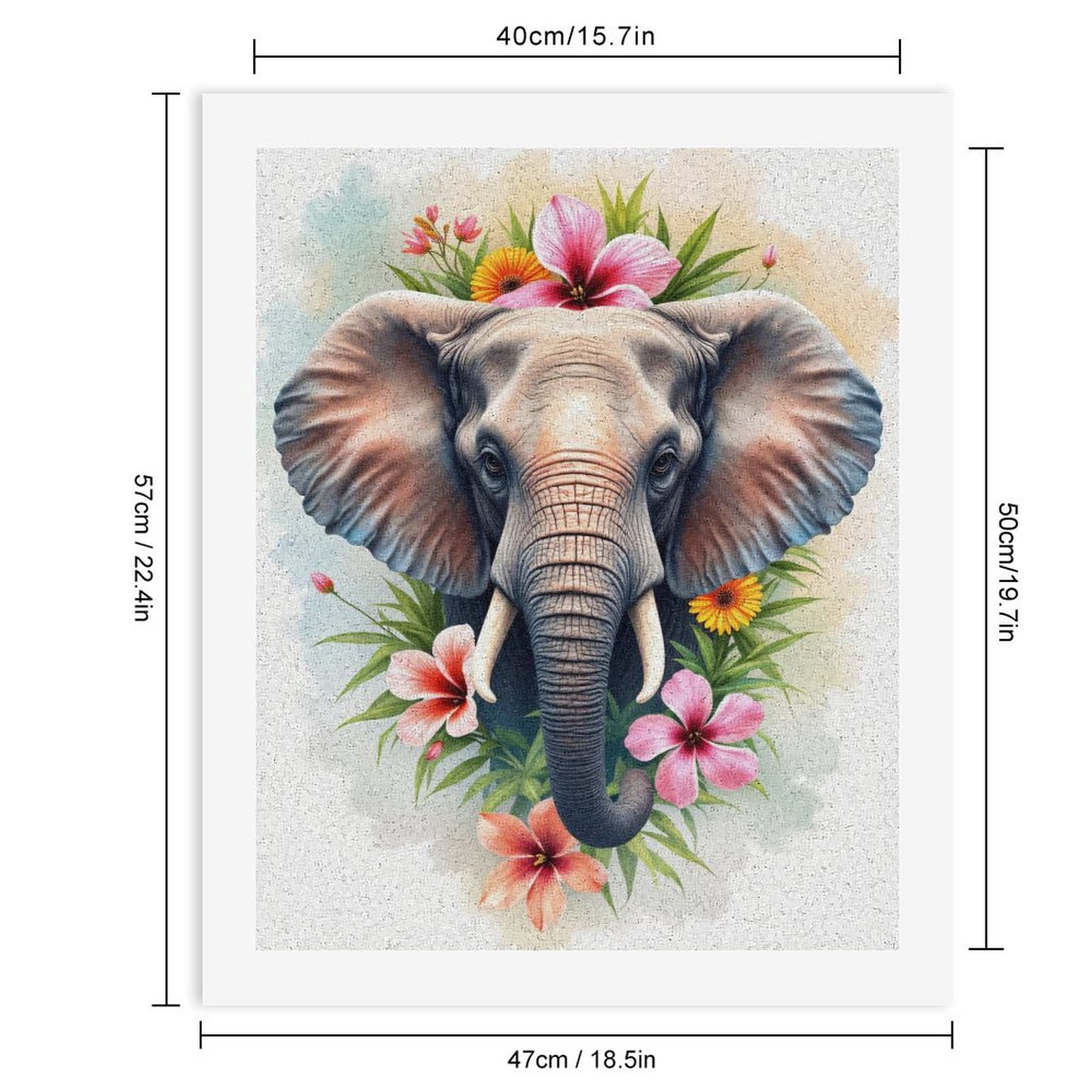 Paint by Numbers Kit for Adults, Elephant Floral Art Illustration Paint by Numbers, Easy Paint by Numbers Kit for Adults Beginner, DIY Adult Paint by Number Kits on Canvas, Home Decor