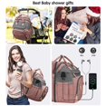 thumbnail image 5 of DERSTUEWE Bolsa de pañales de gran capacidad para mamás y papás – Mochila multifuncional para bebé con cambiador, bolsillos aislados, puerto de carga USB, impermeable y elegante, rosa, 5 of 5