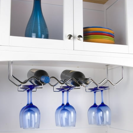 Under Cabinet 6-Bottle/6 Stem Wine Rack Chrome