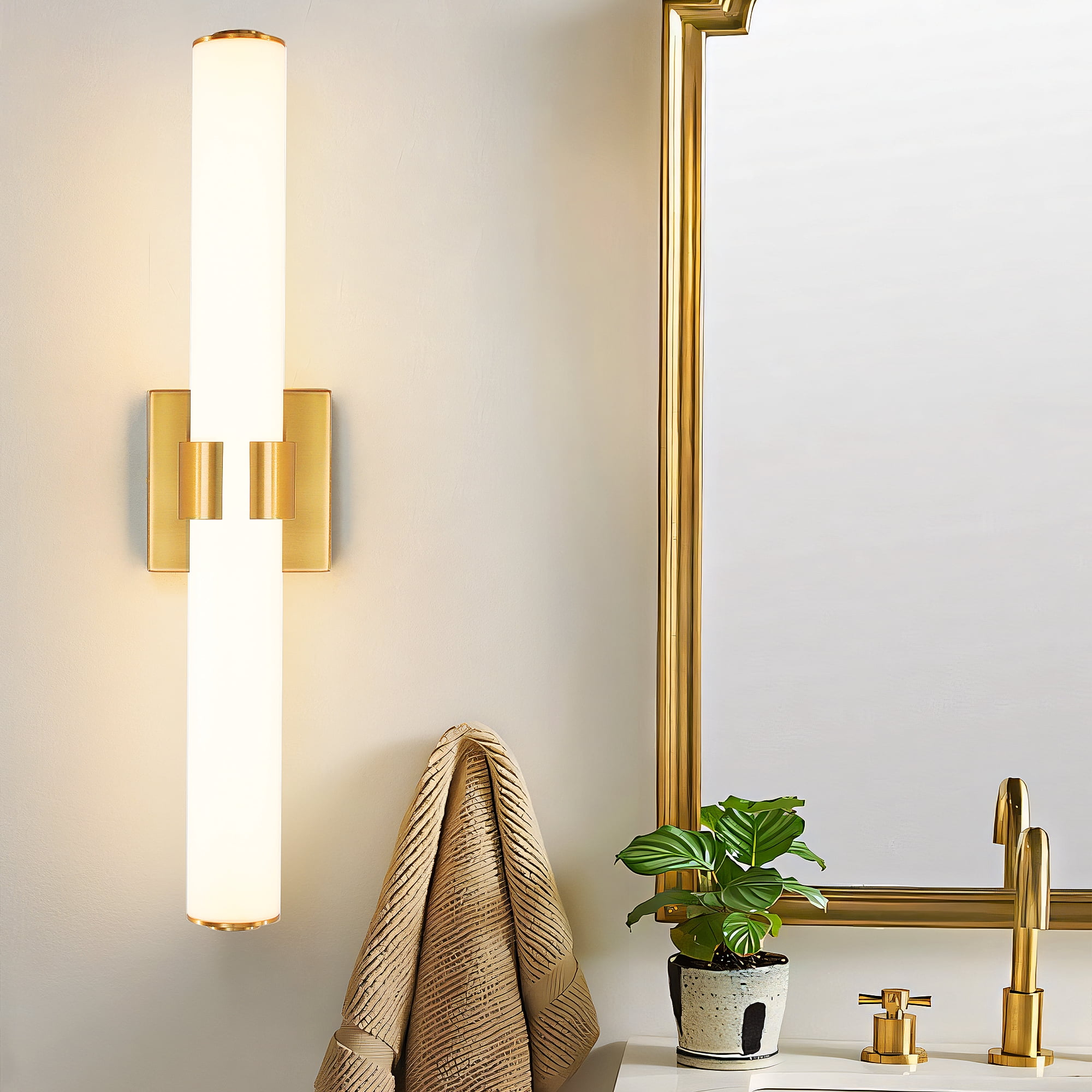 KAISITE Modern 1-Light Dimmable LED Bathroom Vanity Light, Waterproof Lamps for Bathroom, Acrylic Lampshade
