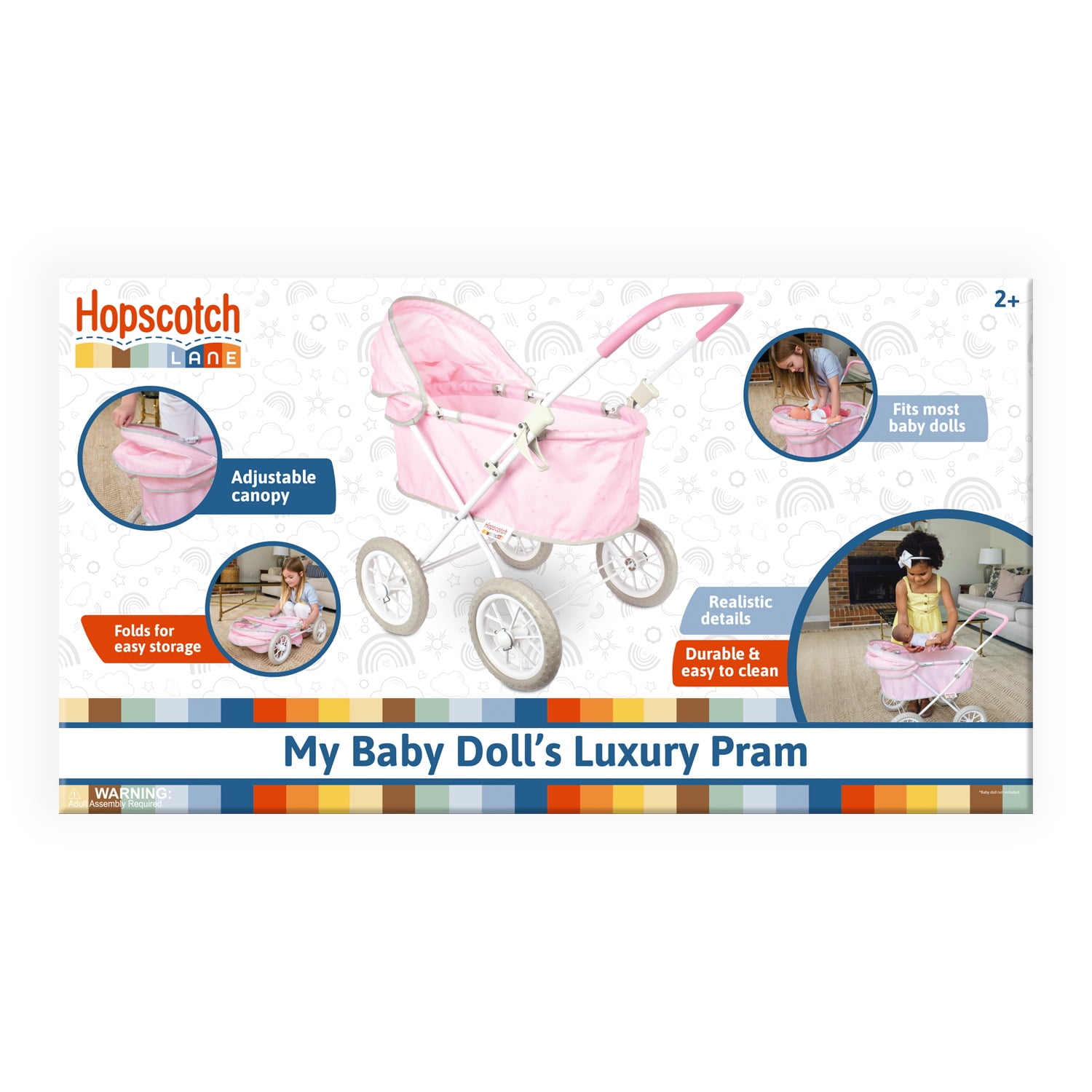 Hopscotch Lane My Baby Doll's Luxury Pram Stroller, Baby Doll Accessory, Children Ages 2+
