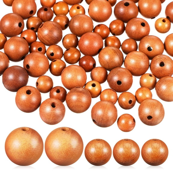 OUNONA Brown Wooden Beads for Craft Use and Exquisitely Crafted with Various Sizes Available 100pcs