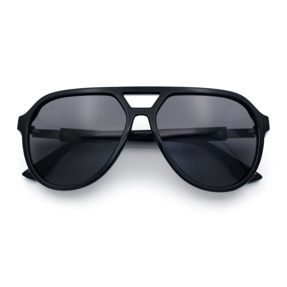 Mens Classic Retro Vented Side Visor Plastic Racer Sunglasses Shiny Black - Black