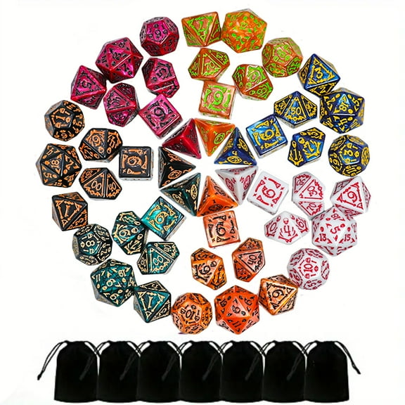 SWAJUJA Polyhedral Dice Set Halloween Pattern for RPG Games 49-Piece