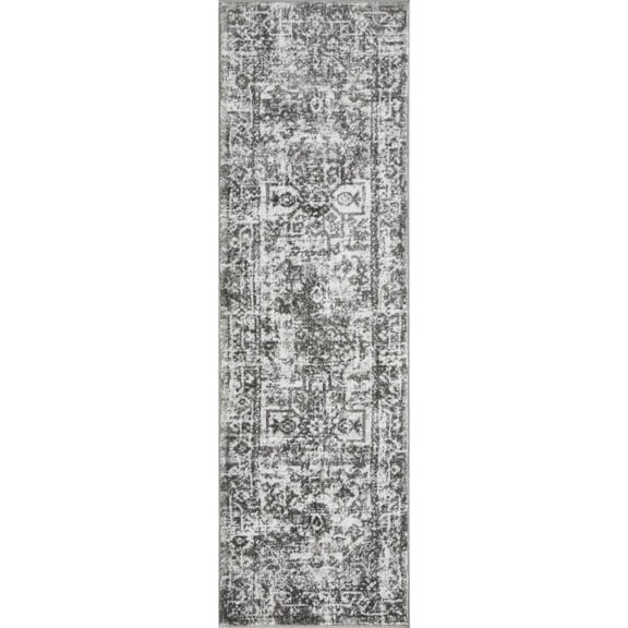 Loomaknoti Rhane Allory 2' x 7' Dark Grey Oriental Indoor Runner Rug