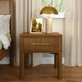thumbnail image 2 of Sera Fluted 1 Drawer Nightstand with Brass Handle, Pecan, 2 of 9