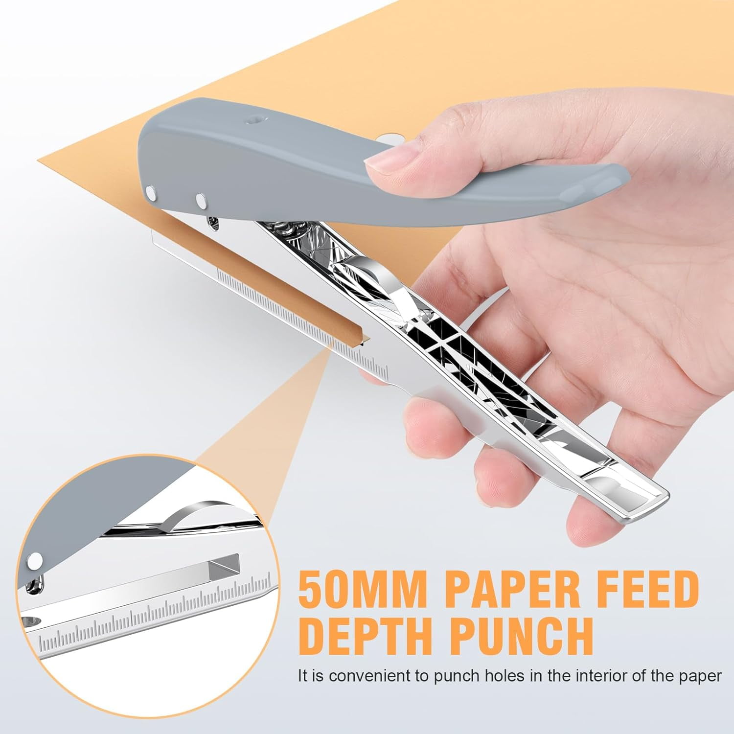 ABCISI 1/8 Hole Punch, Hole Puncher 25 Sheets Capacity One Hole Punch Heavy Duty Paper Punch for Paper ID PVC Cards Scrapbook Album (3MM)
