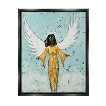 Stupell Industries Angel Wings Woman Portrait Painting Jet Black Floating Framed Canvas Print Wall Art, Design by Jade Reynolds