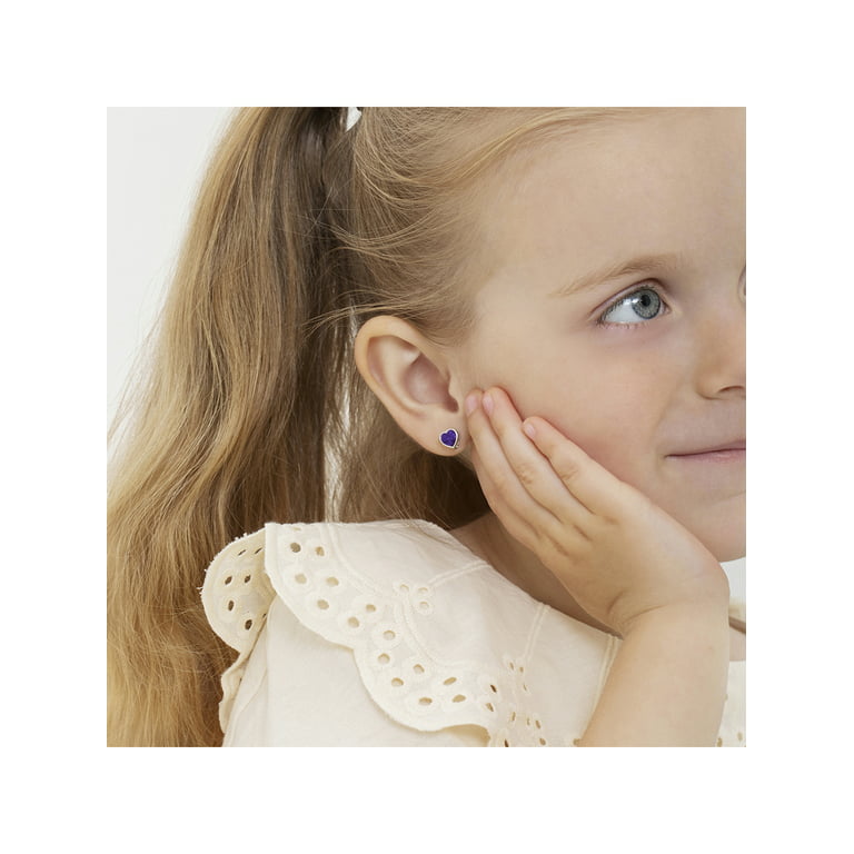 in Season Jewelry 925 Sterling Silver CZ Small Heart Screw Back Earrings Baby Girl Kids, Infant Girl's, Size: One Size