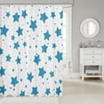 thumbnail image 2 of Manfei Dreamy Cute Stars Shower Curtain 72Wx84L,Playful Design Bathroom Shower Curtain,White Blue, 2 of 5