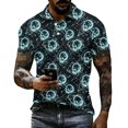 thumbnail image 2 of JULMCOMO Halloween Polo Shirts for Men Skull Ghost Pumpkin Print Collared Short Sleeve Trendy Loose Fit Graphic Tees Holiday Party Tops Cyan XL, 2 of 4