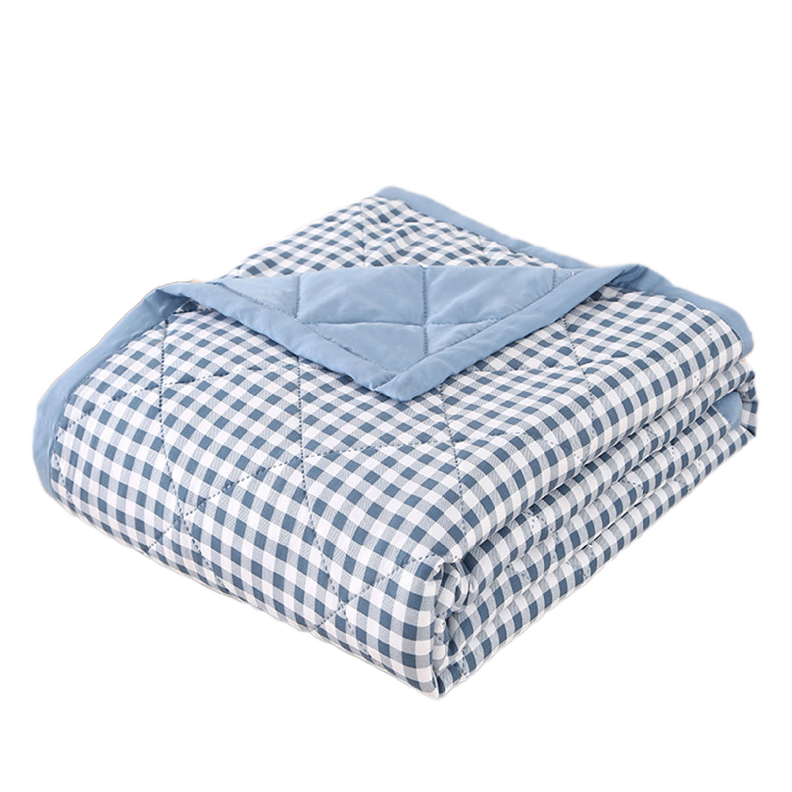 yulier Summer Cooler Quilt Queen Size Cooling Comforter for Hot Sleepers, Soft Lightweight Checkered Cooling Blanket for Home Hotel, 59x78.7 Inches, Light Blue