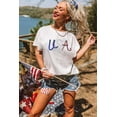 thumbnail image 3 of Women's White Sequin USA Graphic Crew Neck Tee - Patriotic Summer Top | [ZhiHiMeRi] | (US 20-22)2XL, 3 of 7