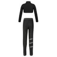 thumbnail image 2 of TiaoBug Kids Gilrls Gymnastics Dance Outfits Long Sleeve Crop Top And Leggings Pants for Ice Skating Performance A Black 6, 2 of 5