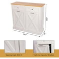 thumbnail image 2 of TOLEAD Farmhouse Style Kitchen Trash Cabinet, Double Tilt Out Trash Can Cabinet with Barn Door, Solid Wood Tabletop,  Proof, Odor Blocking, Laundry Cabine Keep Clean, 2 of 15