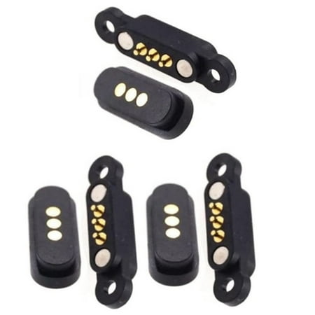 

3 Pairs Spring Loaded Magnetic Pogo Pin Connector 3 Positions Magnets Pitch 2.3MM 3P Through Holes Male Female Probe
