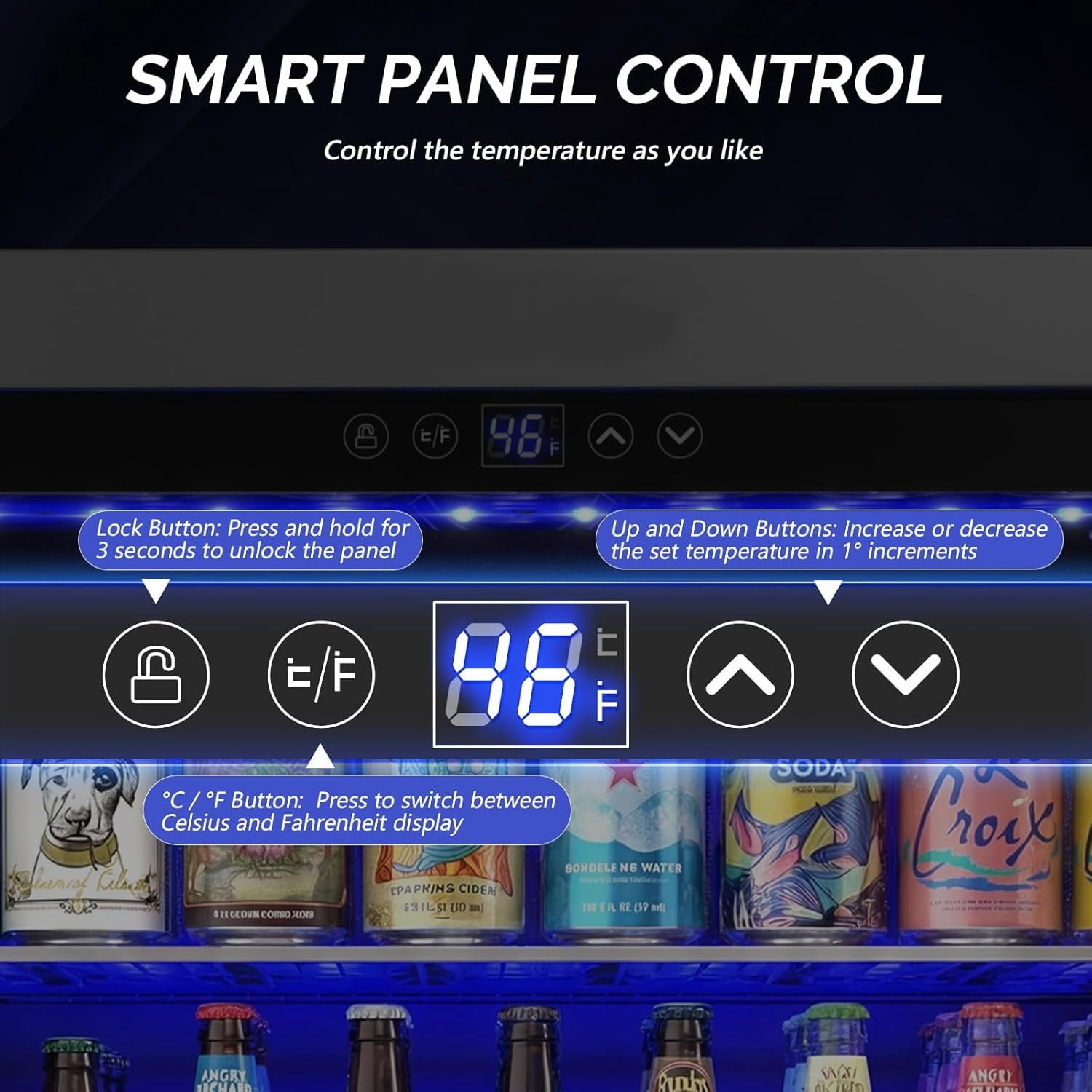 Ktaxon  5.8 CU. FT. Beverage Refrigerator, 24" Beverage Cooler w/Touch Panel Adjustable Shelf, 37-64°F for Home Office Bar