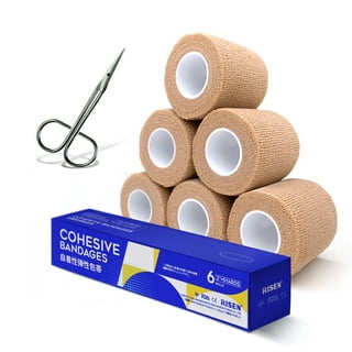 RISEN Cohesive Bandage Cohesive Bandage 2? x 5 Yards, 6 Rolls, Self  Adherent Wrap Medical Tape, Adhesive Flexible Breathable First Aid Gauze  Ideal for Stretch Athletic, Ankle Sprains & 
